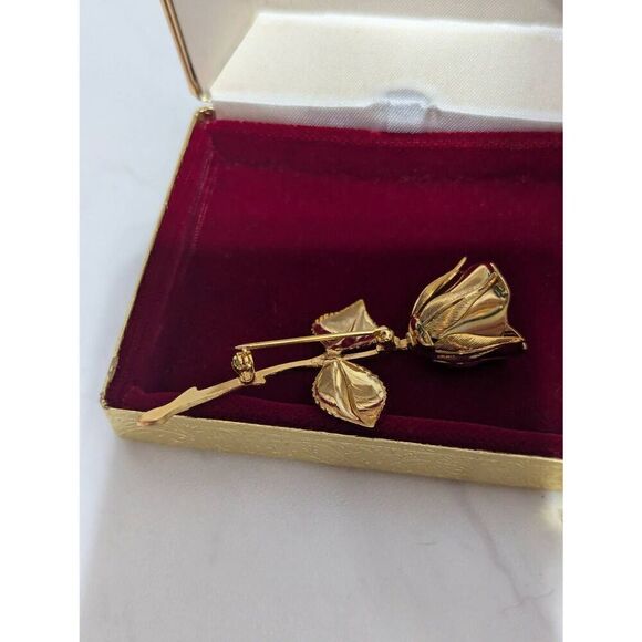 Mackenzie Vintage Women's Gold Christmas Rose Floral Pin In Box With Poem - Picture 3 of 7